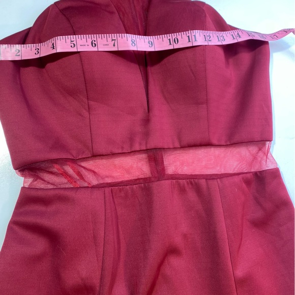 May Queen CoutureUSA Maroon MeshPanels Sleeveless High Neck Maxi Formal Dress 10 - Picture 14 of 16